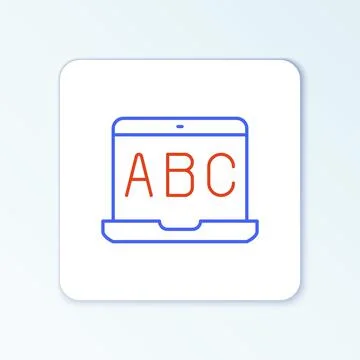Line E-learning of different foreign languages icon isolated on white background Stock Illustration
