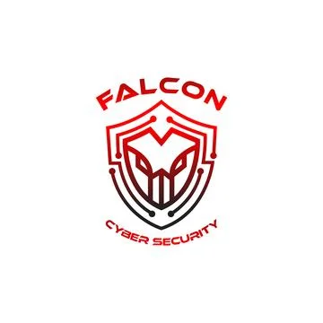 Line eagle head cyber security logo design Illustrazione stock
