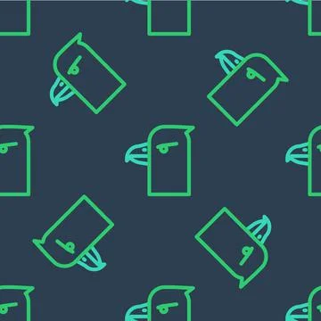 Line Eagle head icon isolated seamless pattern on blue background. Vector 스톡 일러스트