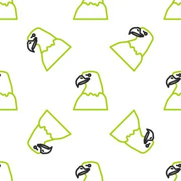 Line Eagle head icon isolated seamless pattern on white background. Animal sy Stock Illustration