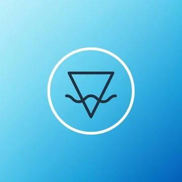 Line Earth element of the symbol alchemy icon isolated on blue background. Basic Stock Illustration