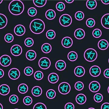 Line Earth element of the symbol alchemy icon isolated seamless pattern on black Stock Illustration