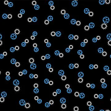 Line Earth globe and sun icon isolated seamless pattern on black background 스톡 일러스트
