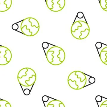 Line Earth globe icon isolated seamless pattern on white background. World or Stock Illustration
