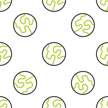Line Earth globe icon isolated seamless pattern on white background. World .. Stock Illustration