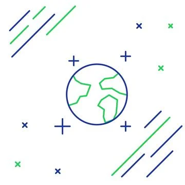 Line Earth globe icon isolated on white background. World or Earth sign. Gl.. Stock Illustration