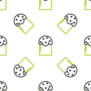 Line Easter cake icon isolated seamless pattern on white background. Happy Stock Illustration