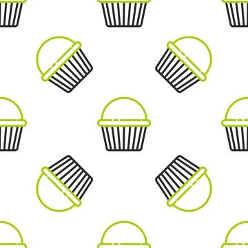 Line Easter cake icon isolated seamless pattern on white background. Happy Stock Illustration