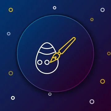 Line Easter egg and paint brush icon isolated on blue background. Happy Easter イラスト素材