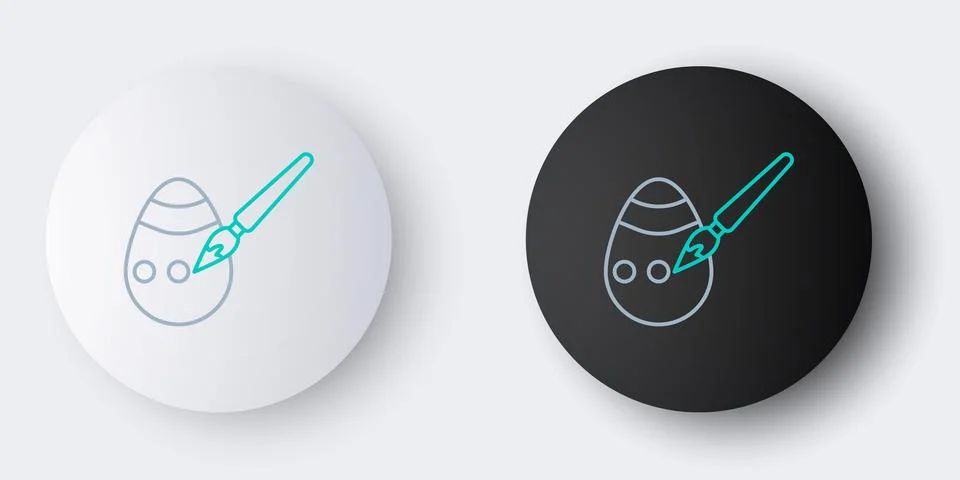 Line Easter egg and paint brush icon isolated on grey background. Happy Easter Stock Illustration