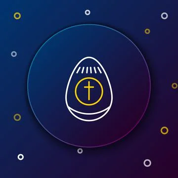 Line Easter egg icon isolated on blue background. Happy Easter. Colorful outline Illustrazione stock