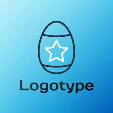 Line Easter egg icon isolated on blue background. Happy Easter. Colorful outline 스톡 일러스트