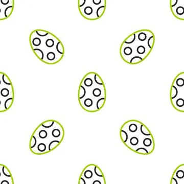 Line Easter egg icon isolated seamless pattern on white background. Happy Easter 스톡 일러스트