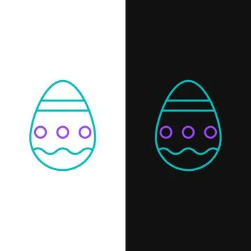 Line Easter egg icon isolated on white and black background. Happy Easter 스톡 일러스트