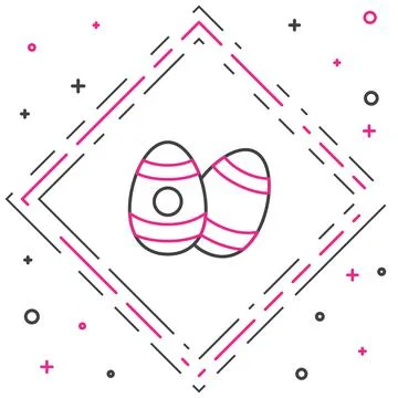 Line Easter egg icon isolated on white background. Happy Easter. Colorful 스톡 일러스트