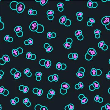 Line Easter egg icon isolated seamless pattern on black background. Happy Easter イラスト素材