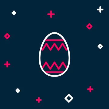 Line Easter egg icon isolated on blue background. Happy Easter. Colorful outline 스톡 일러스트