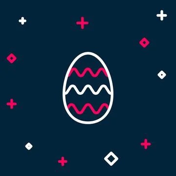 Line Easter egg icon isolated on blue background. Happy Easter. Colorful outline 스톡 일러스트