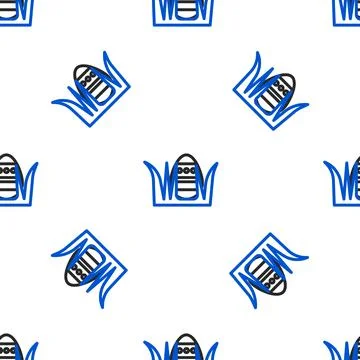 Line Easter egg icon isolated seamless pattern on white background. Happy Easter Stock Illustration