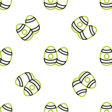 Line Easter egg icon isolated seamless pattern on white background. Happy Easter Stock Illustration