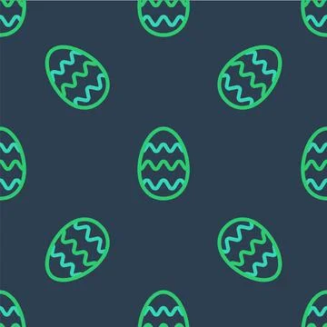 Line Easter egg icon isolated seamless pattern on blue background. Happy Easter 스톡 일러스트