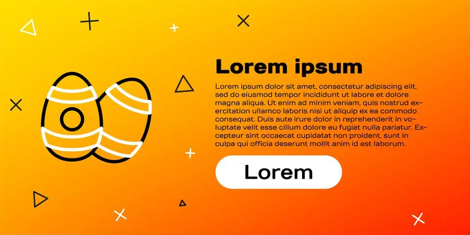 Line Easter egg icon isolated on yellow background. Happy Easter. Colorful Ilustración de archivo