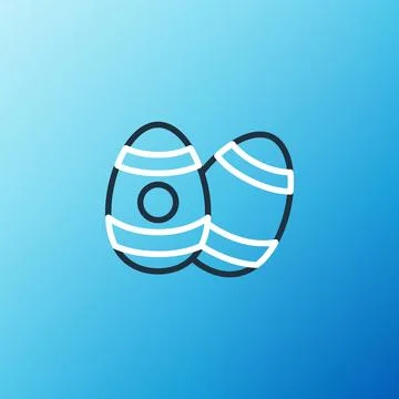 Line Easter egg icon isolated on blue background. Happy Easter. Colorful outline Illustrazione stock