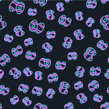 Line Easter egg icon isolated seamless pattern on black background. Happy Easter Stock Illustration