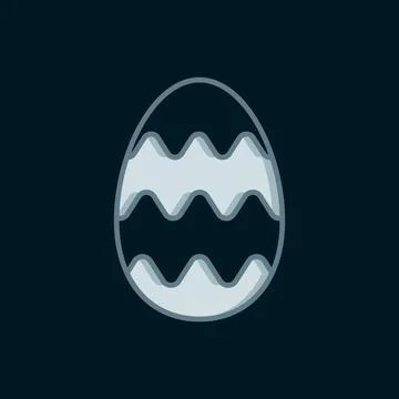 Line Easter egg icon isolated on black background. Happy Easter. Flat fille.. Stock Illustration