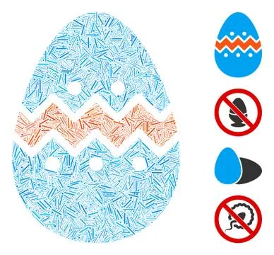 Line Easter Egg Icon Vector Collage 스톡 일러스트