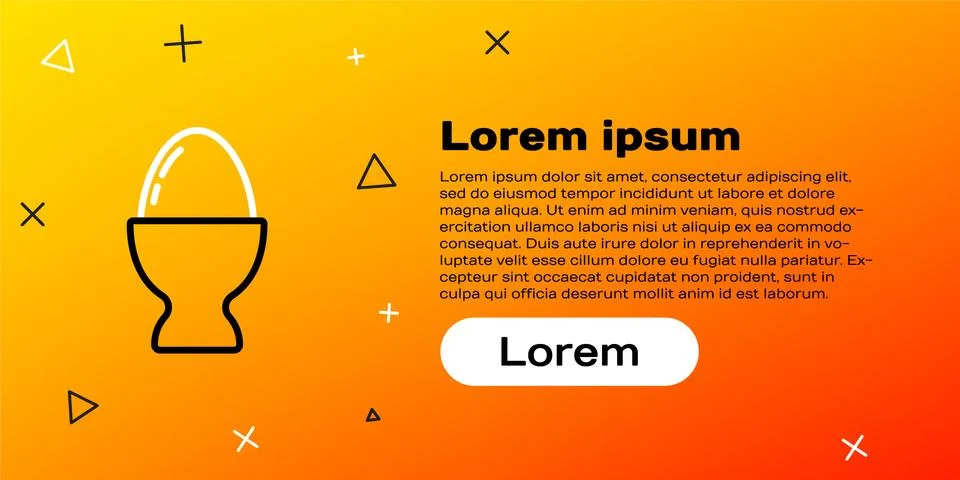 Line Easter egg on a stand icon isolated on yellow background. Happy Easter Stock Illustration