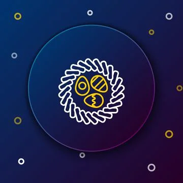 Line Easter egg in a wicker nest icon isolated on blue background. Happy East Ilustración de archivo