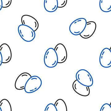 Line Easter eggs icon isolated seamless pattern on white background. Happy Illustrazione stock