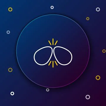 Line Easter eggs icon isolated on blue background. Two eggs cracking each other Stock Illustration