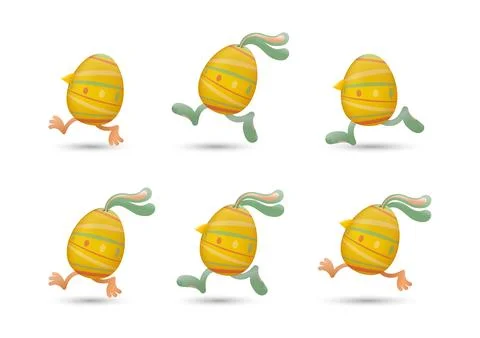 Line easter eggs run set Stock Illustration