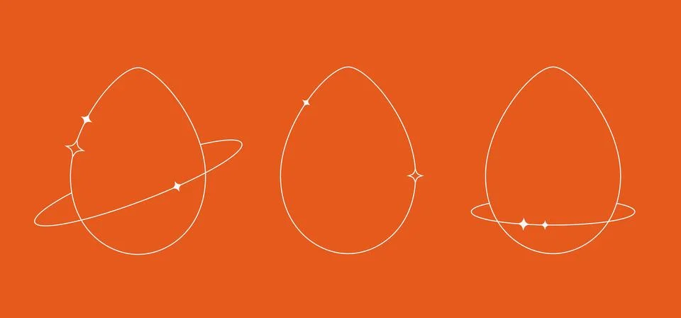 Line Easter eggs in Y2k minimalistic style. Egg shape vector frames with Stock Illustration