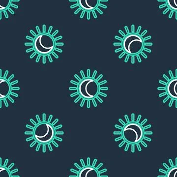 Line Eclipse of the sun icon isolated seamless pattern on black background Stock Illustration