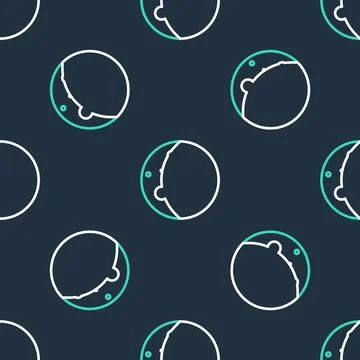 Line Eclipse of the sun icon isolated seamless pattern on black background Stock Illustration