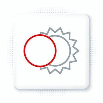 Line Eclipse of the sun icon isolated on white background. Total sonar eclipse Stock Illustration