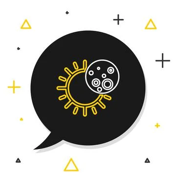 Line Eclipse of the sun icon isolated on white background. Total sonar eclipse Stock Illustration