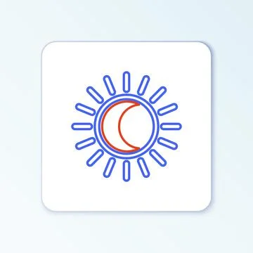 Line Eclipse of the sun icon isolated on white background. Total sonar eclipse Stock Illustration