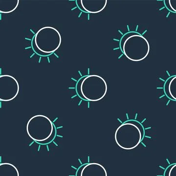Line Eclipse of the sun icon isolated seamless pattern on black background Stock Illustration