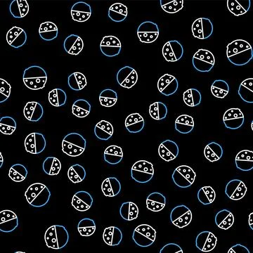 Line Eclipse of the sun icon isolated seamless pattern on black background Illustrazione stock