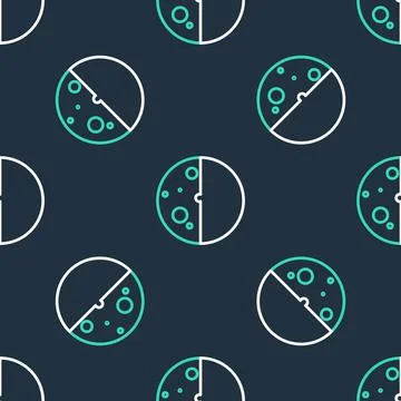 Line Eclipse of the sun icon isolated seamless pattern on black background Stock Illustration