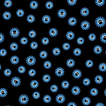 Line Eclipse of the sun icon isolated seamless pattern on black background Stock Illustration