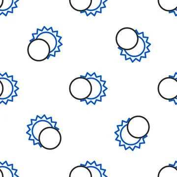 Line Eclipse of the sun icon isolated seamless pattern on white background Stock Illustration