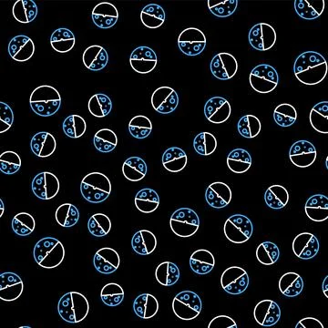 Line Eclipse of the sun icon isolated seamless pattern on black background Stock Illustration