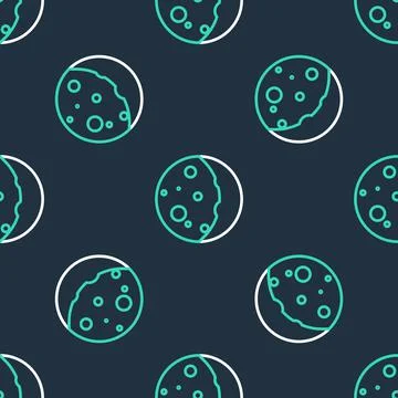 Line Eclipse of the sun icon isolated seamless pattern on black background Illustrazione stock