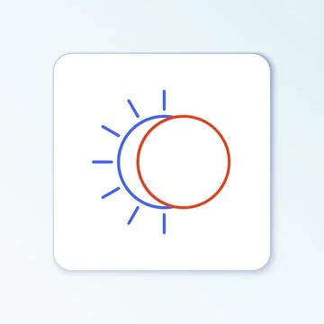 Line Eclipse of the sun icon isolated on white background. Total sonar eclipse Stock Illustration