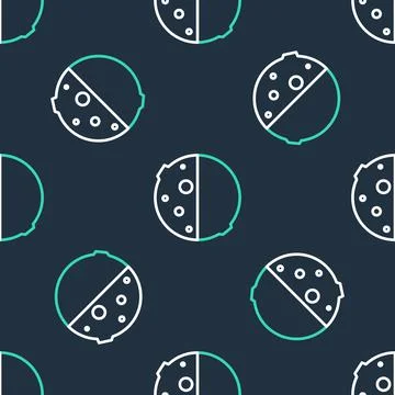 Line Eclipse of the sun icon isolated seamless pattern on black background Stock Illustration